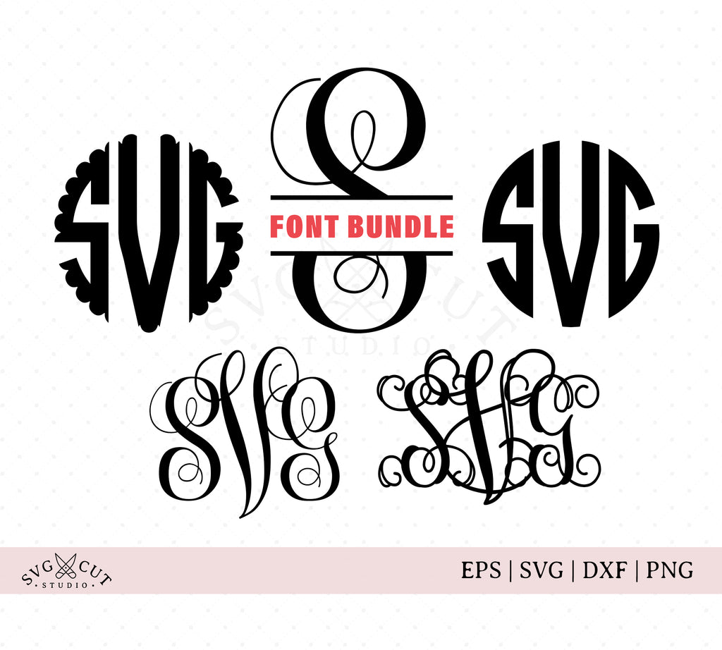 Download Cricut And Silhouette Monogram Font Bundle Svg Png Dxf Files