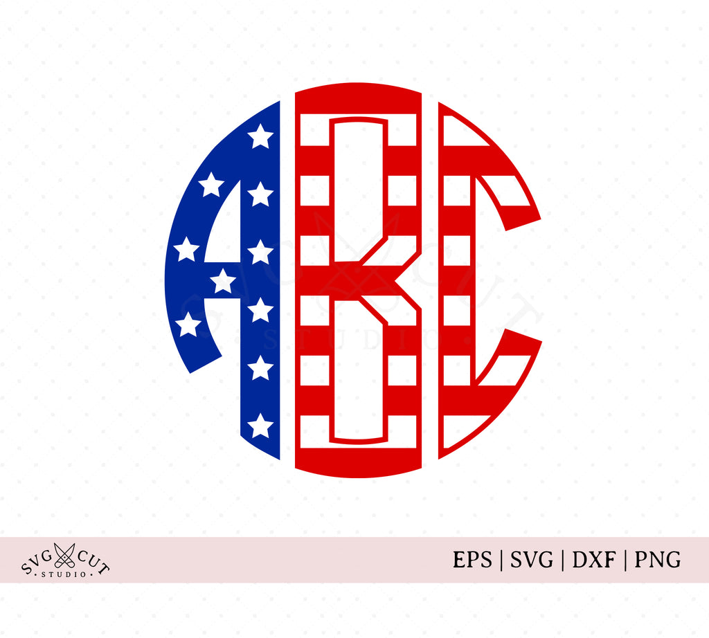 Download American Flag Circle Monogram Font Svg