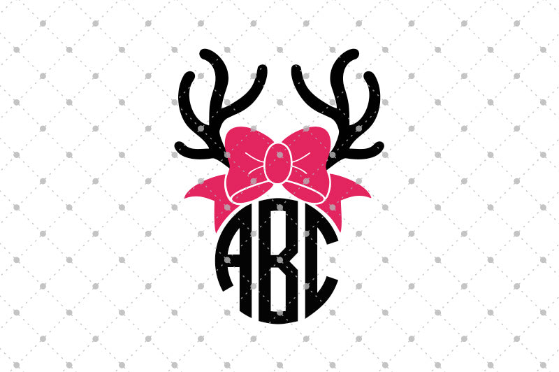 Download Deer Antlers Bow Monogram frame SVG Files | SVG Cut Studio