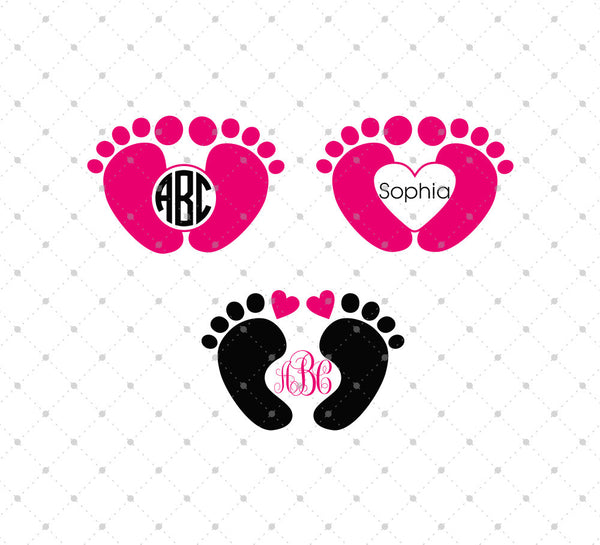 Download SVG Cut Files for Cricut and Silhouette - Baby Feet Monogram Frames Files - SVG Cut Studio