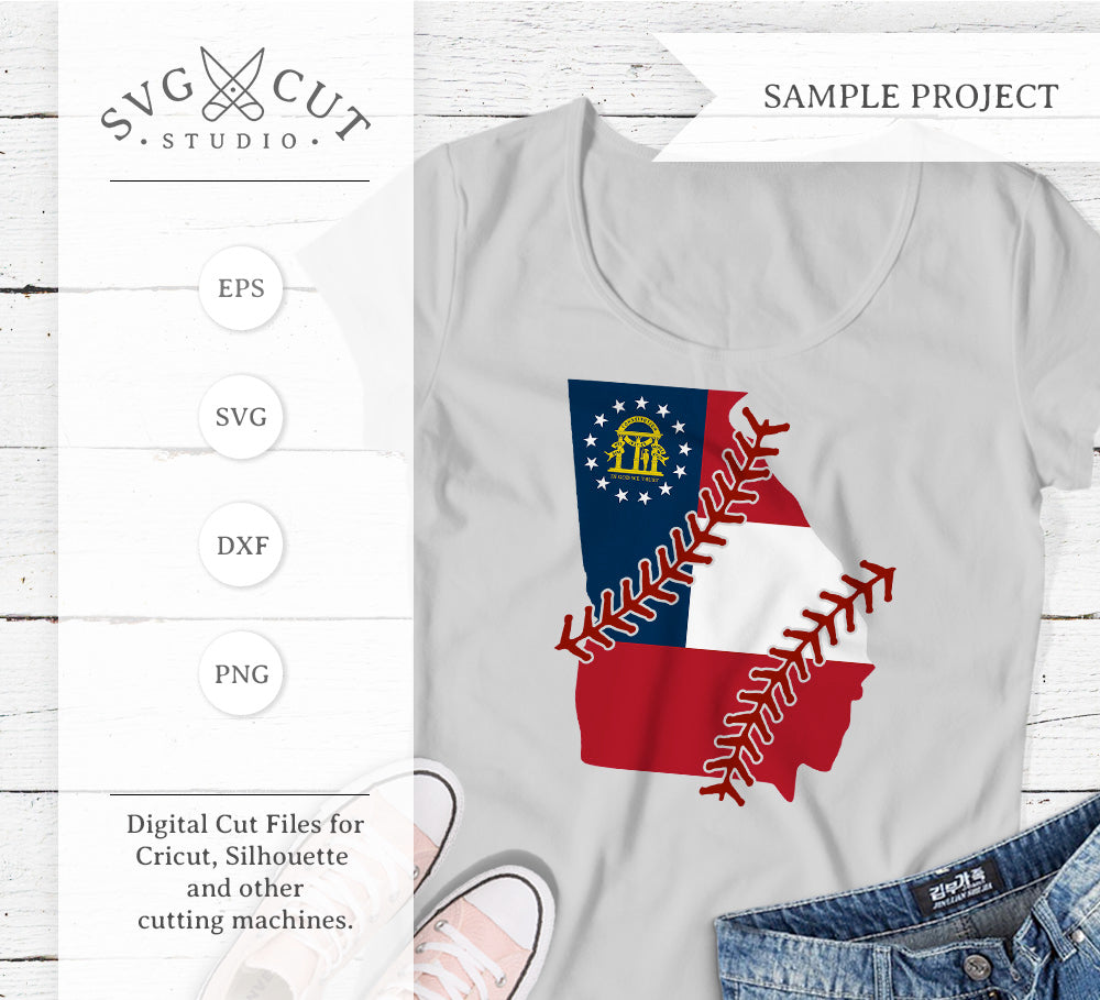 Download Georgia State Flag Baseball Stitches Svg Png Dxf Files