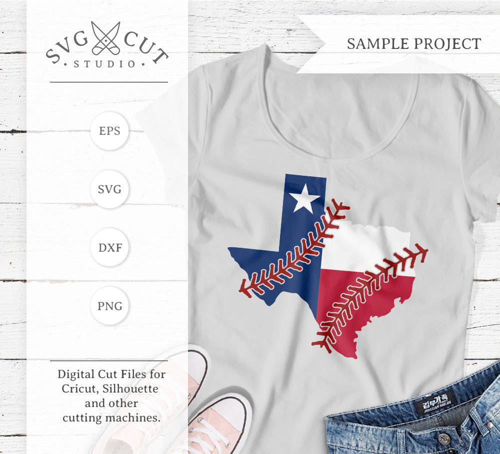 Texas Flag Baseball Stitches Svg Png Dxf Cut Files