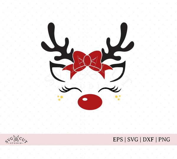 Download Christmas Bow Reindeer SVG | SVG Cut Studio