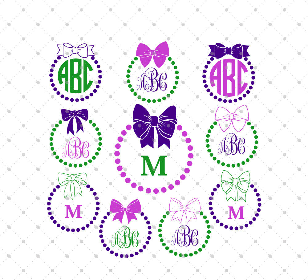 Download Svg Cut Files For Cricut And Silhouette Bow And Pearls Monogram Frames Files