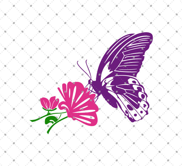 Butterfly with Flower SVG Cut Files for Cricut and Silhouette