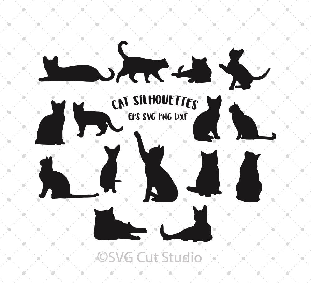 Cat SVG Bundle, Cat icon, Cat vector silhouettes, Cat cut files svg