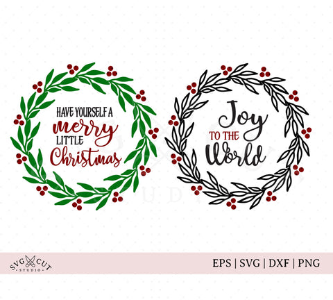 Download Joy To The World Christmas Wreath Svg Cut Files