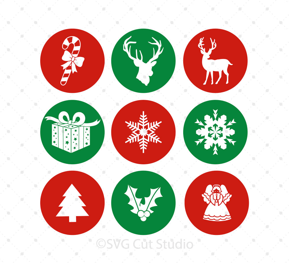 Download Christmas Badges Label with Ornaments SVG files Cricut and ...