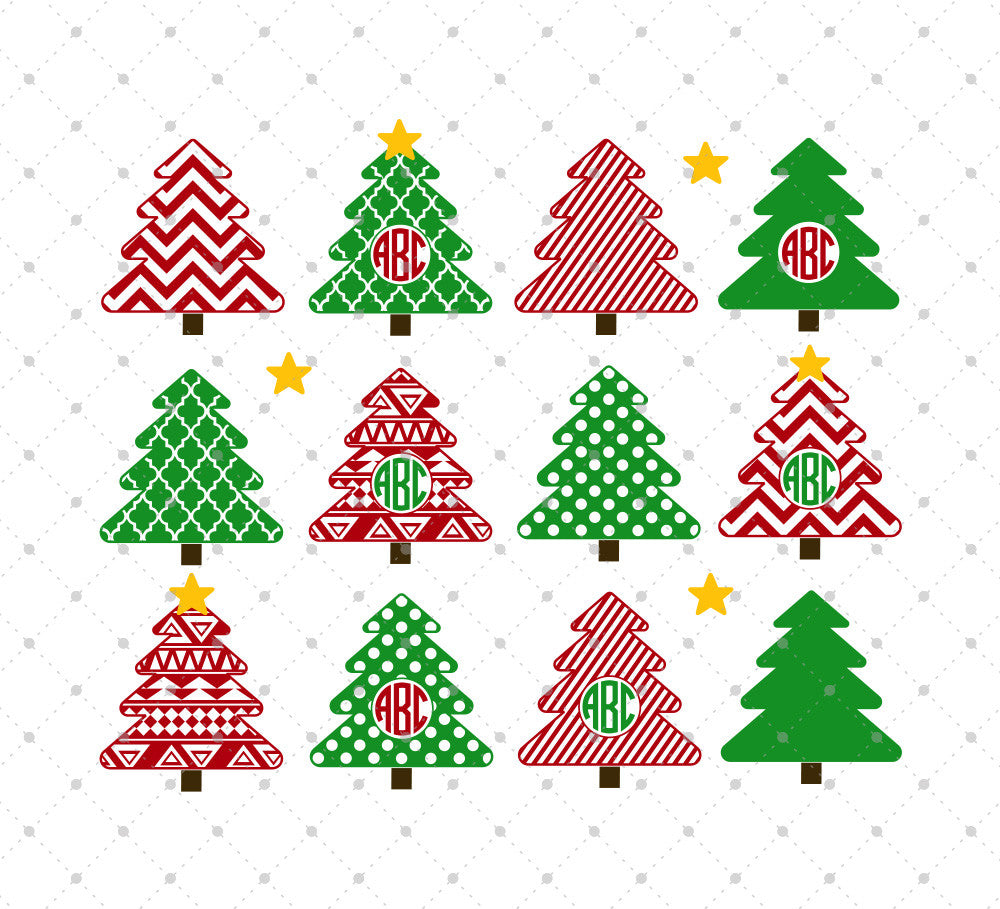 Christmas Trees SVG Cut File, Merry Christmas Trees Clipart