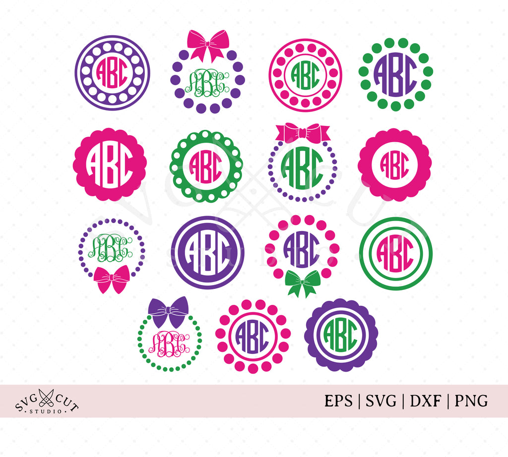 Download SVG Cut Files for Cricut and Silhouette - Circle Monogram Frame files #4