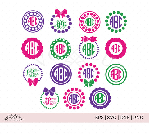 Download Svg Cut Files For Cricut And Silhouette Bow And Pearls Monogram Frames Files