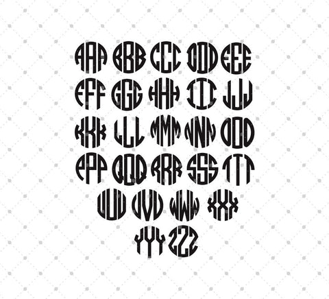 Circle Monogram Font Svg Dxf Png Cut Files For Cricut And Silhouette
