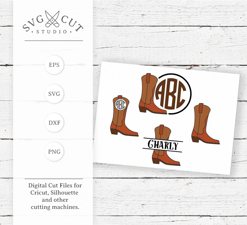 Download Cowboy Boots Monogram Svg Cut Files