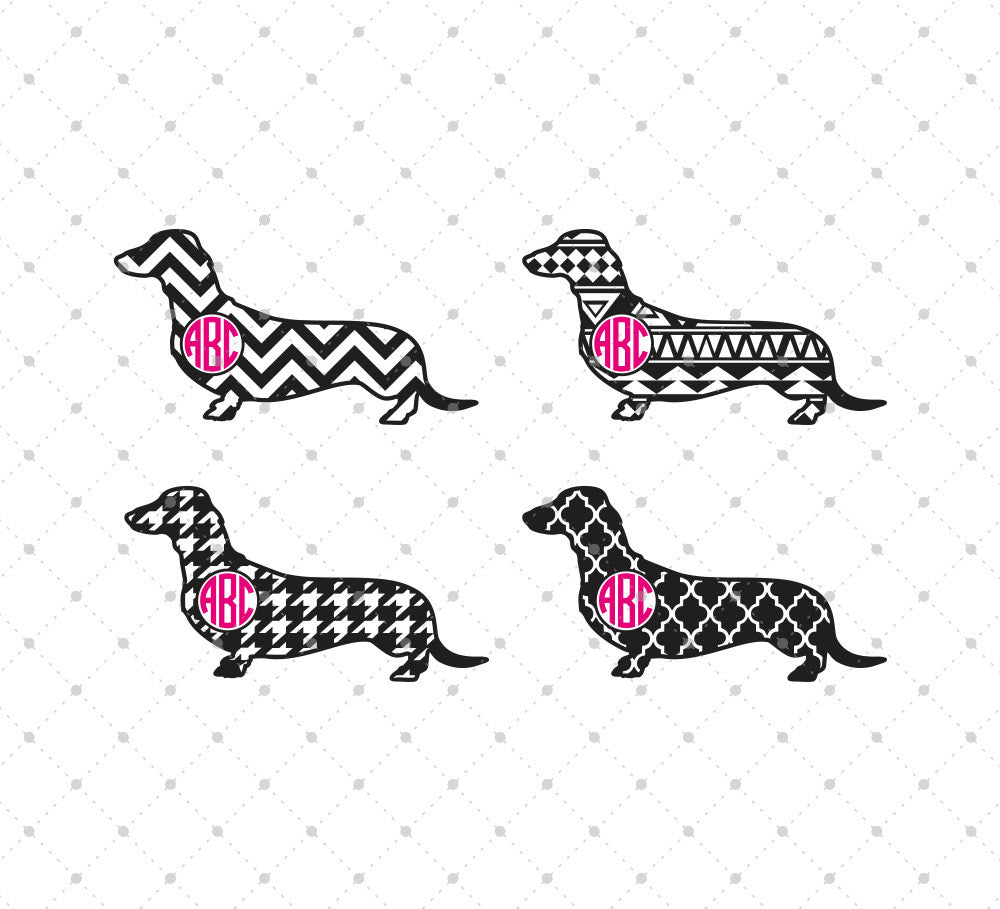 Download Svg Cut Files For Cricut And Silhouette Patterned Dachshund Monogram Files