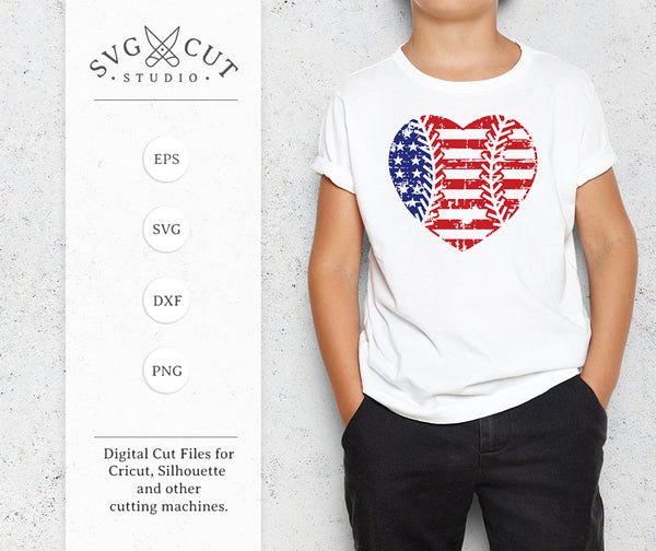 Download Distressed Baseball US Flag Heart SVG files for Cricut ...