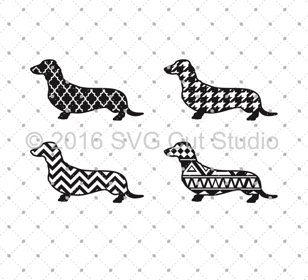 Download Svg Cut Files For Cricut And Silhouette Patterned Dachshund Svg Files