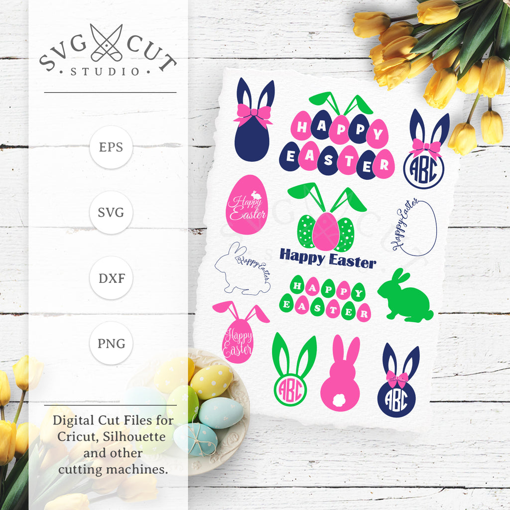 Download SVG Cut Files for Cricut and Silhouette - Happy Easter Bundle Files - SVG Cut Studio