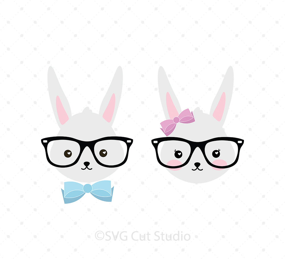 Download Easter Bunny With Geek Glasses Svg Files For Cricut And Silhouette