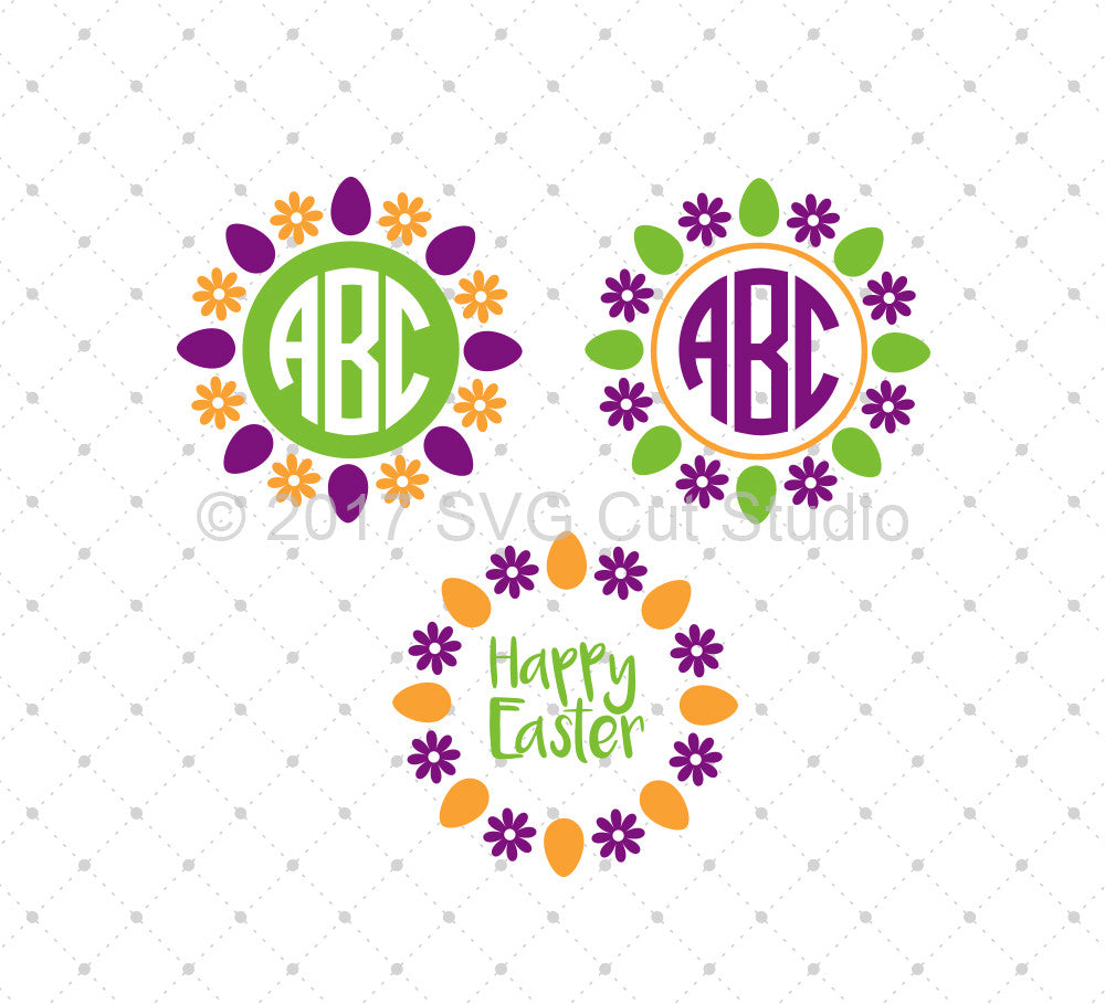 Download Easter Egg Monogram Frames Svg Cut Files For Cricut And Silhouette