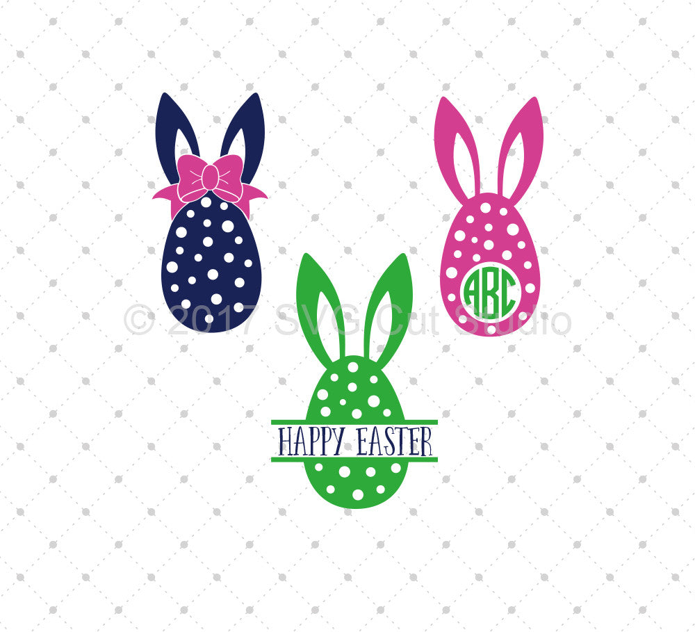 Easter Egg With Bunny Ears Svg Cut Files For Cricut And Silhouette