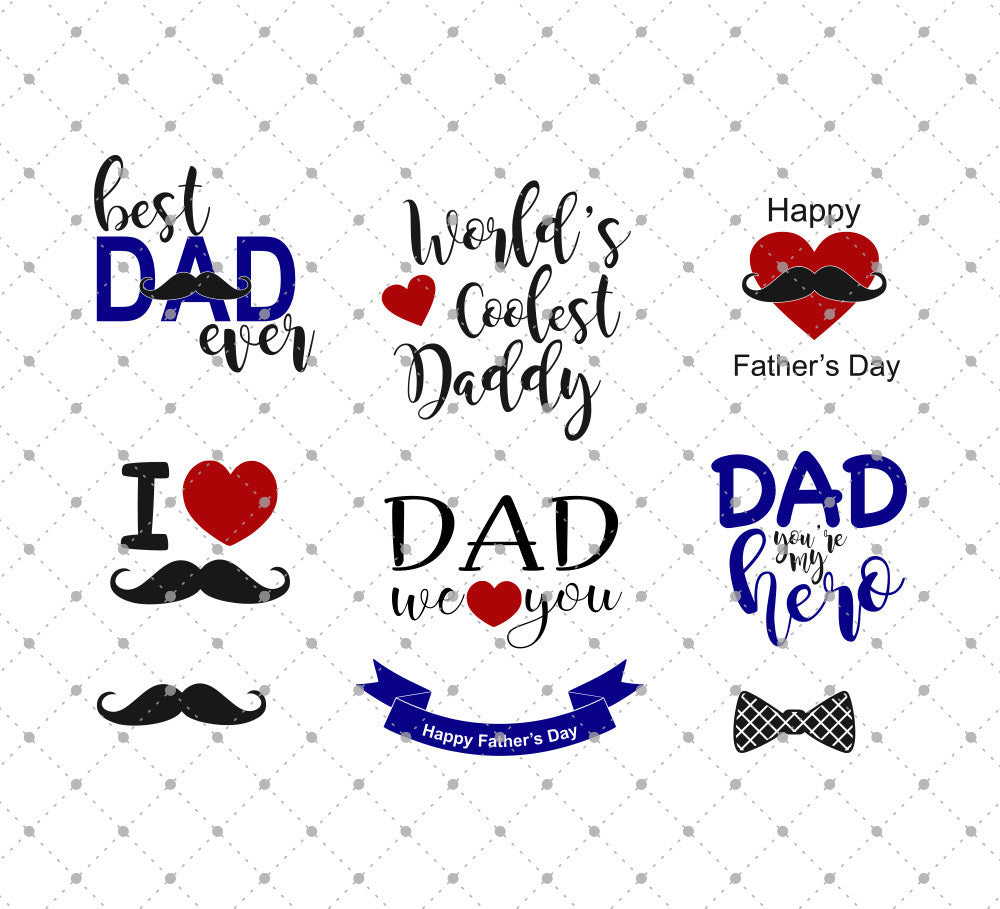 Happy Father's Day with Moustache SVG, Instant Download