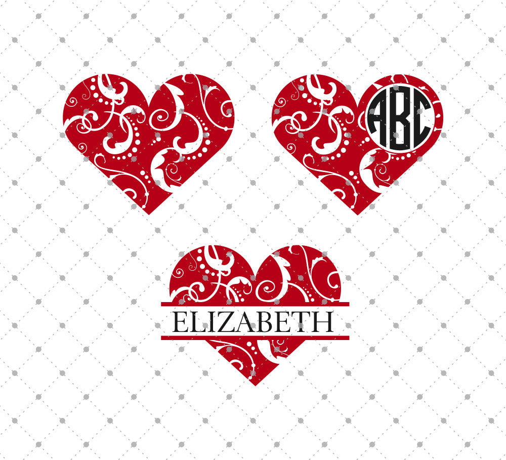 Download SVG Cut Files for Cricut and Silhouette - Floral Hearts ...