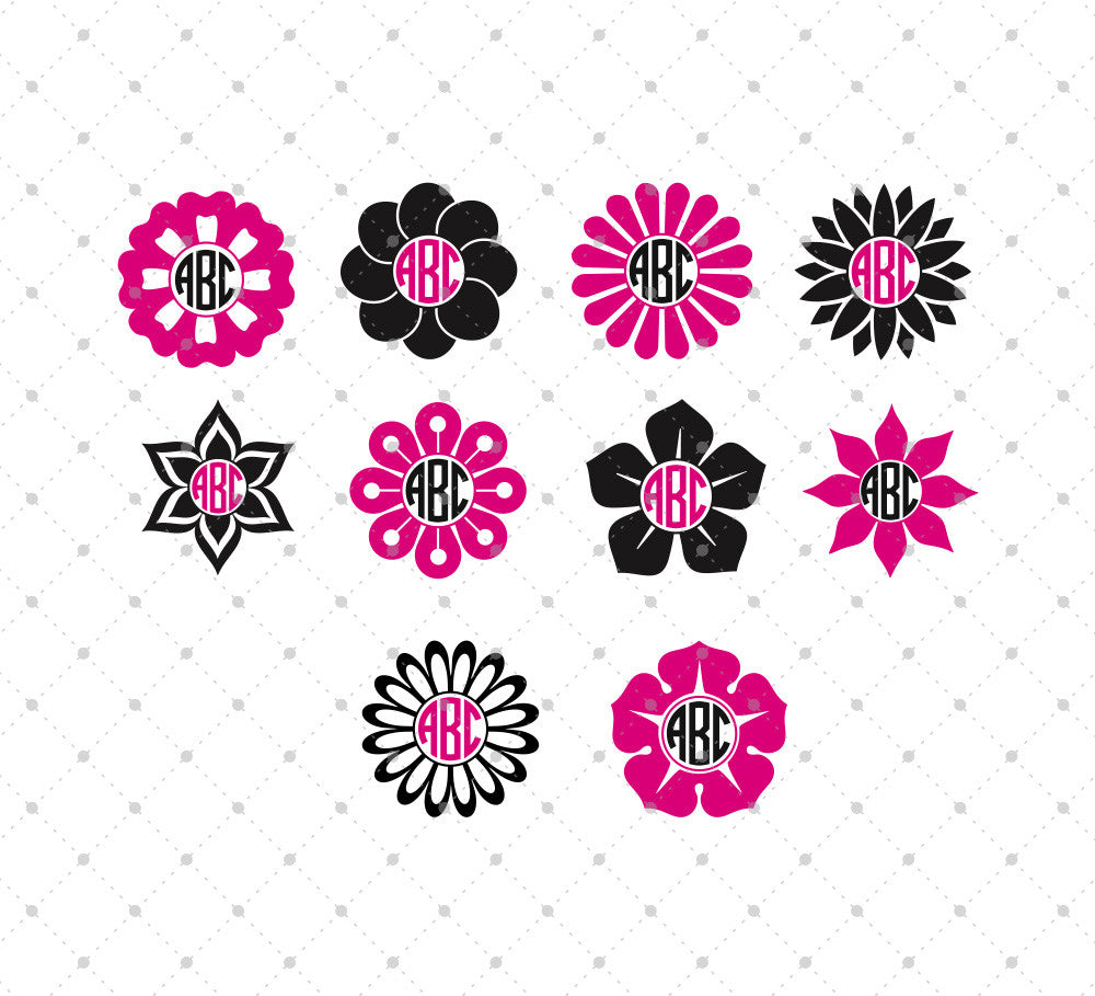 SVG Cut Files for Cricut and Silhouette - Flower Monogram Frame Files