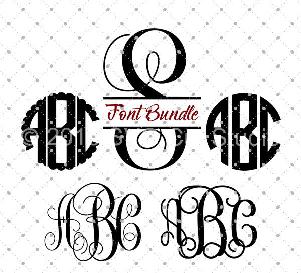 Cricut and Silhouette Monogram Font bundle SVG PNG DXF ...