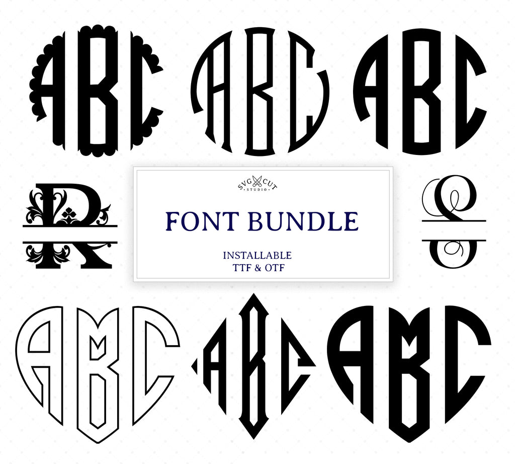 Download True Type Monogram Font Bundle | SVG Cut Studio