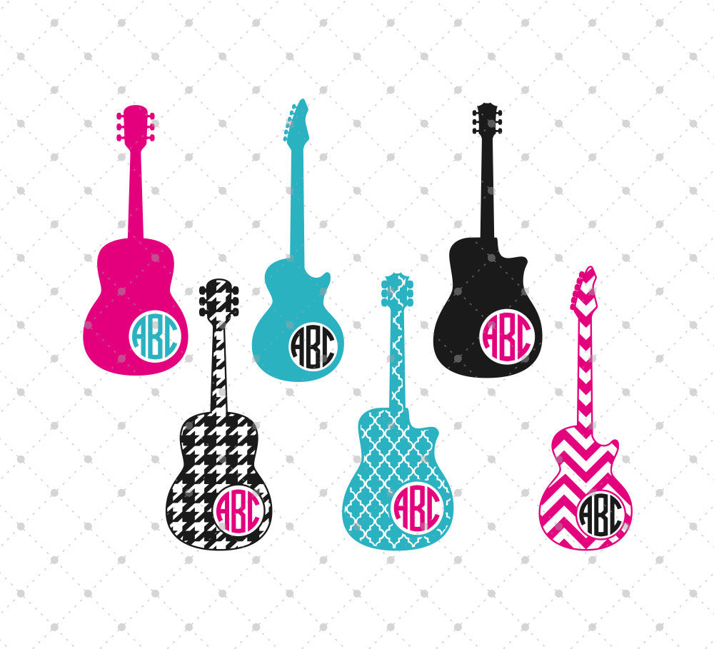 Download SVG Cut Files for Cricut and Silhouette - Guitar Monogram ...