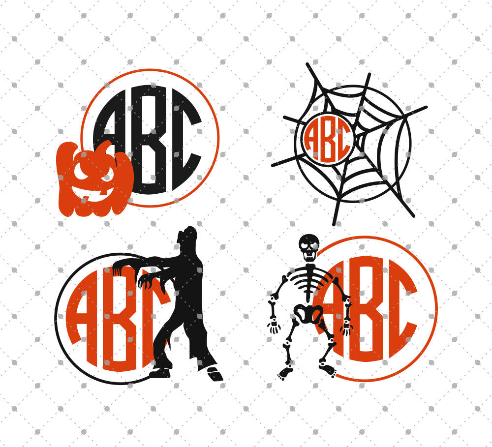 Halloween Monogram Frame SVG cut file, Pumpkin, Spider, Frankenstein, Witch  SVG - Scarlett Rose Designs