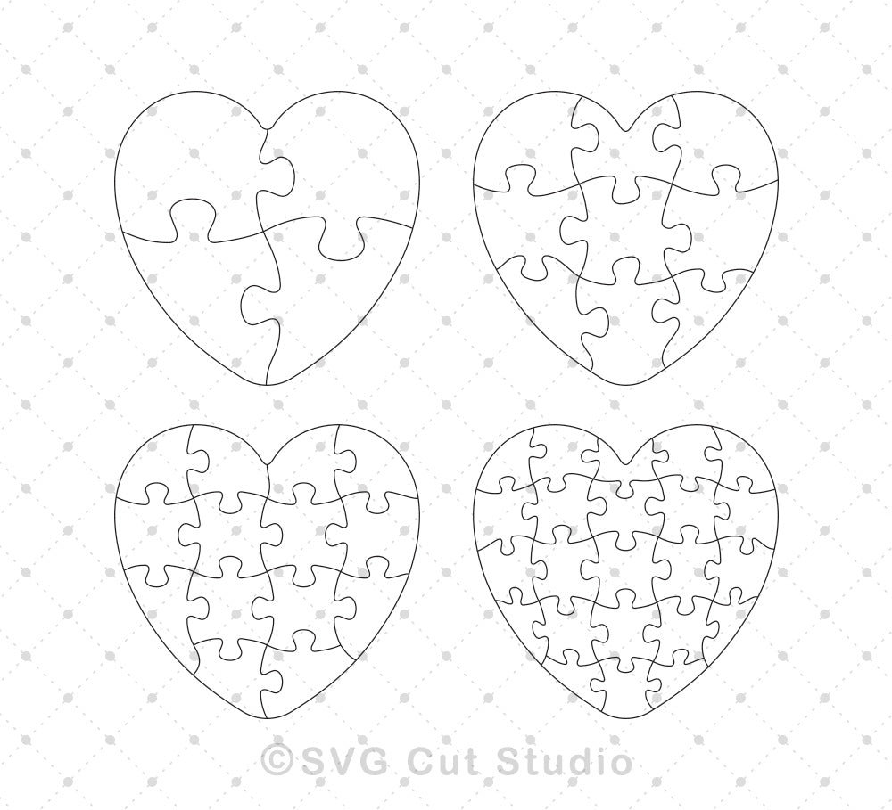 Download Heart Shape Jigsaw Puzzle Template SVG EPS AI cut files ...