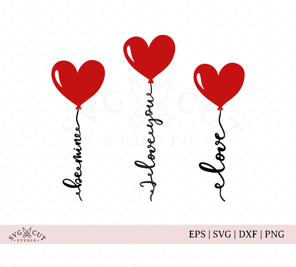 Download Valentines Day Hearts Balloons SVG Cut Files for Cricut | SVG Cut Studio