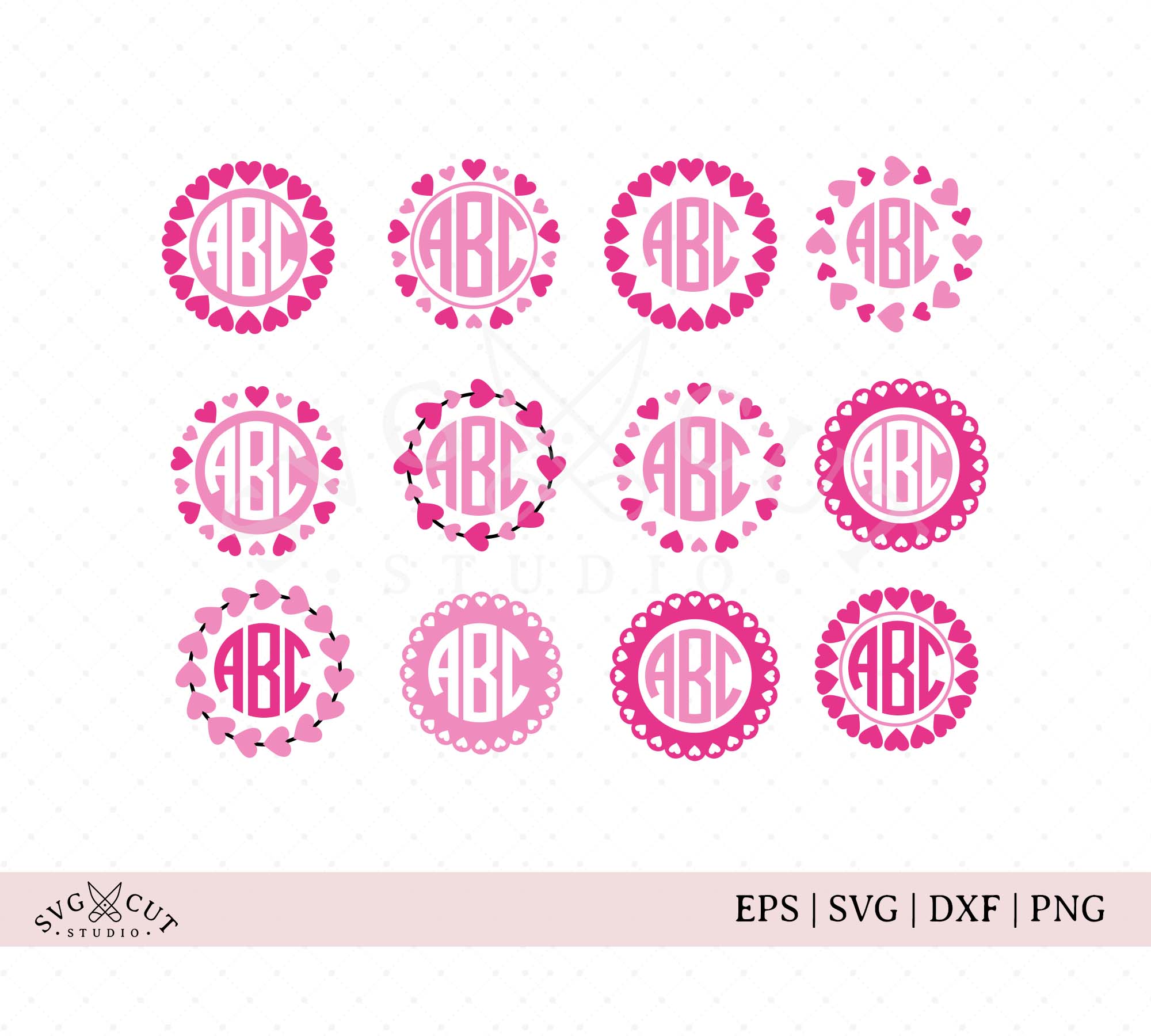 Free Heart Monogram Frame SVG Cut File