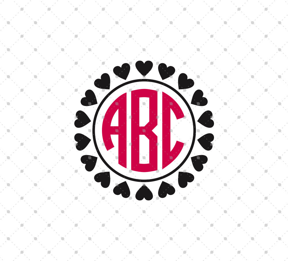 Download Hearts Circle Monogram Svg Files For Cricut And Silhouette