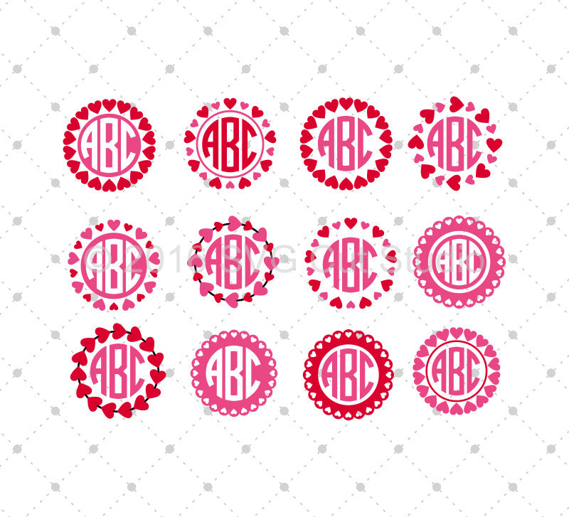 Download Svg Cut Files For Cricut And Silhouette Hearts Monogram Svg Files