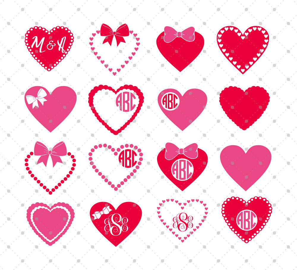 Free Heart Monogram Frame SVG Cut File