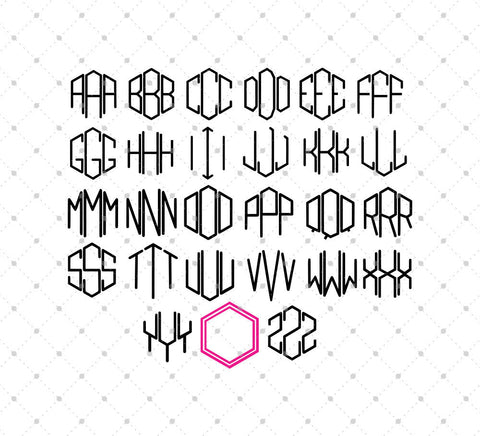 Download Hexagon Monogram Font Svg Dxf Png Cut Files For Cricut And Silhouette