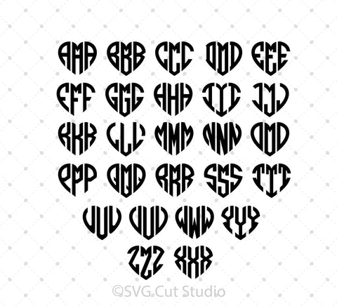 Download Heart Monogram Font Svg Free Svg Cut File