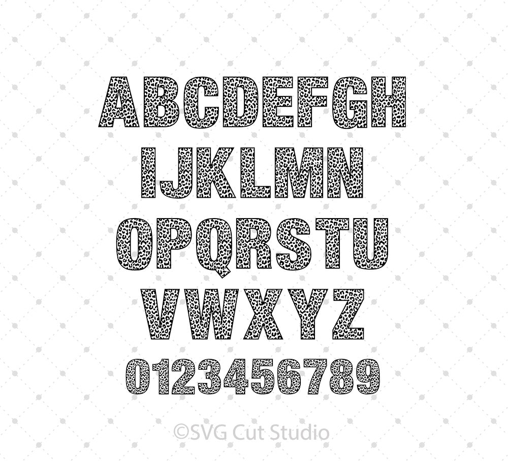 Leopard Light Stitch Panther Cat Print Pattern Monogram Font 