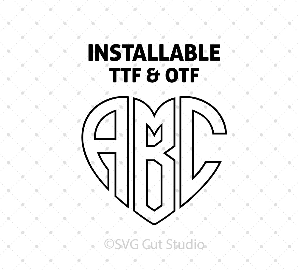 Download Installable Heart Monogram Font Ttf Otf Svg Cut Studio