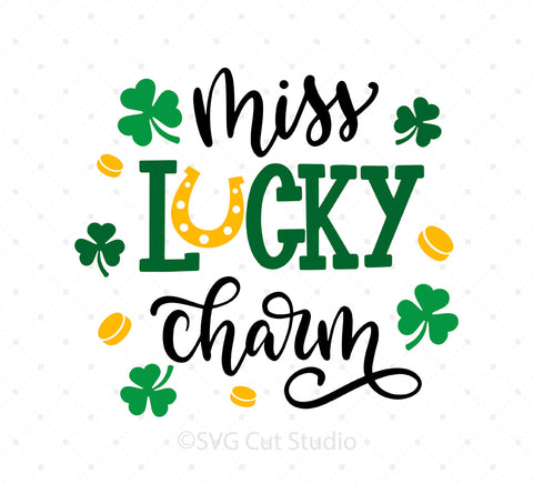 Download St Saint Patricks Day Miss Lucky Charm Svg Files For Cricut Silhouette