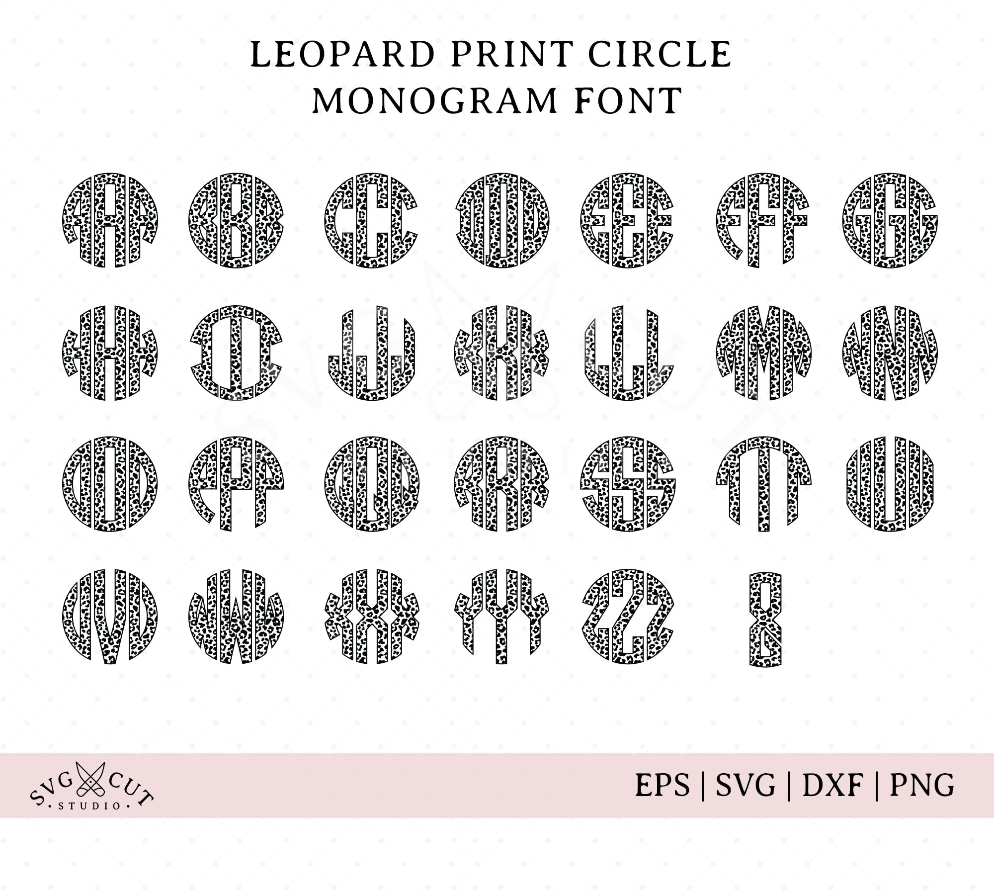 Leopard Light stitch panther cat print pattern monogram Font