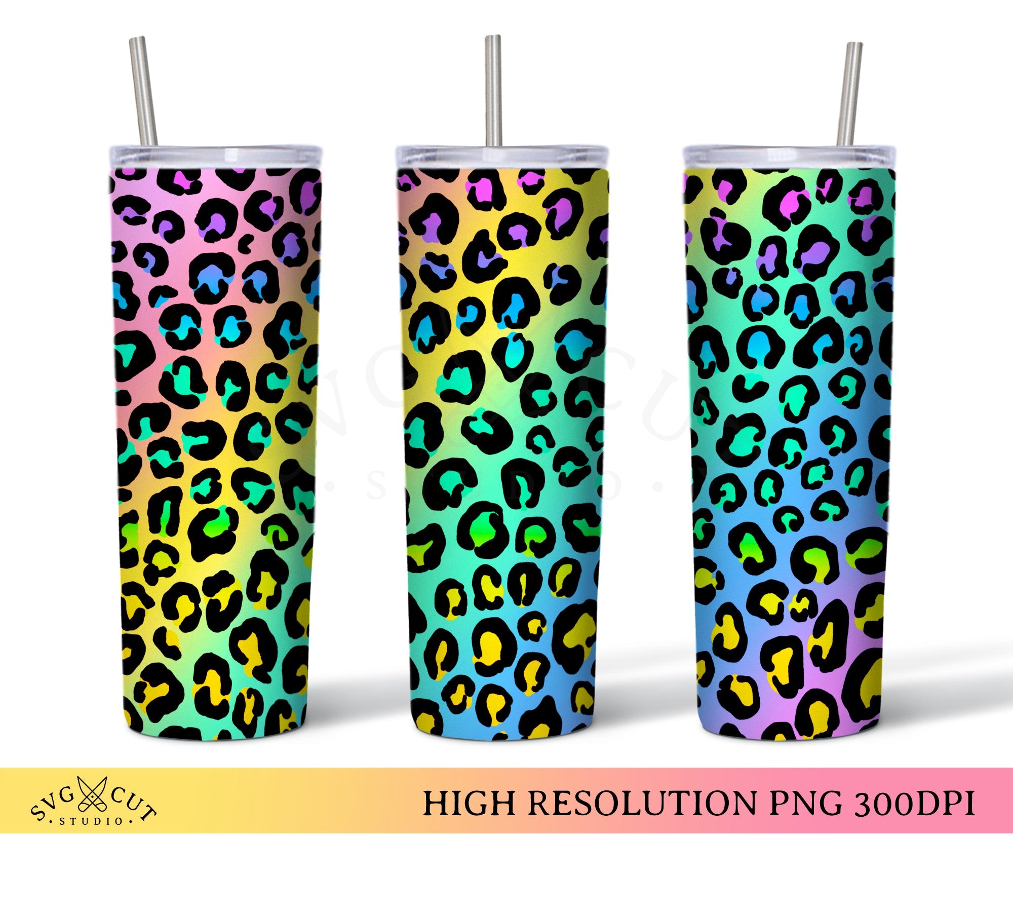 Cheetah Tumbler Svg, Leopard Tumbler Template 20oz Skinny