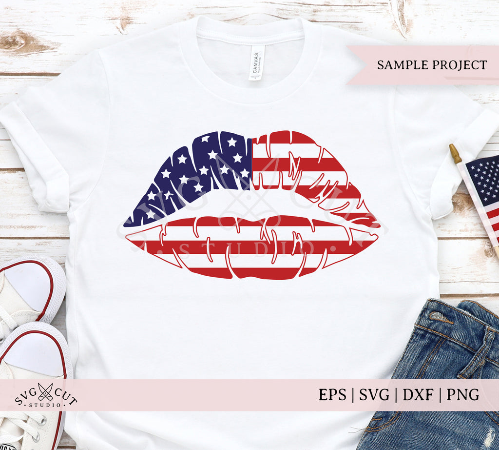 Download American Flag Lips 4th of July SVG files for Cricut ...