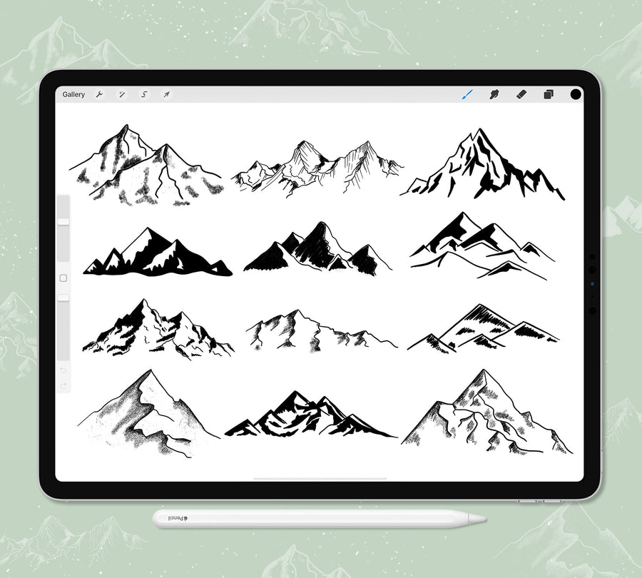 free procreate mountain stamps
