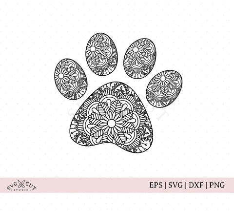 Mandala Dog Paw Svg Files For Cricut And Silhouette
