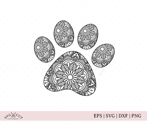 Download Mandala Dog Paw Svg Files For Cricut And Silhouette