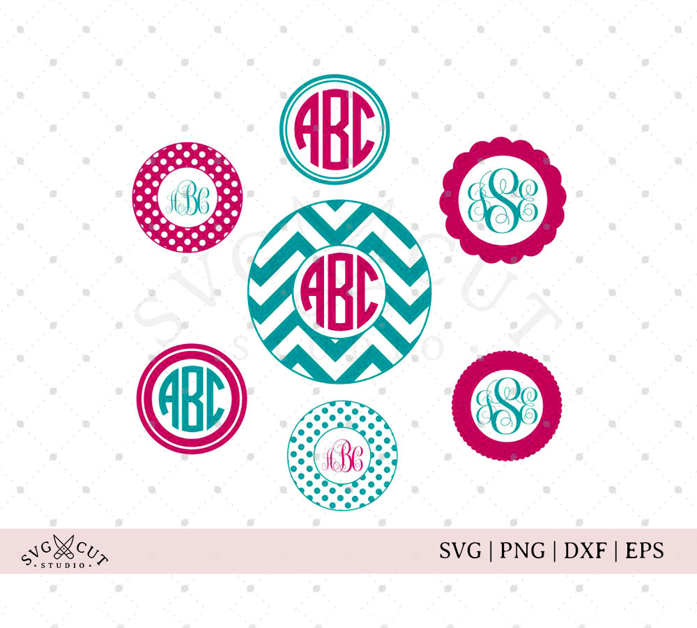 4 Letter Circle Monogram Cutting File SVG DXF EPS