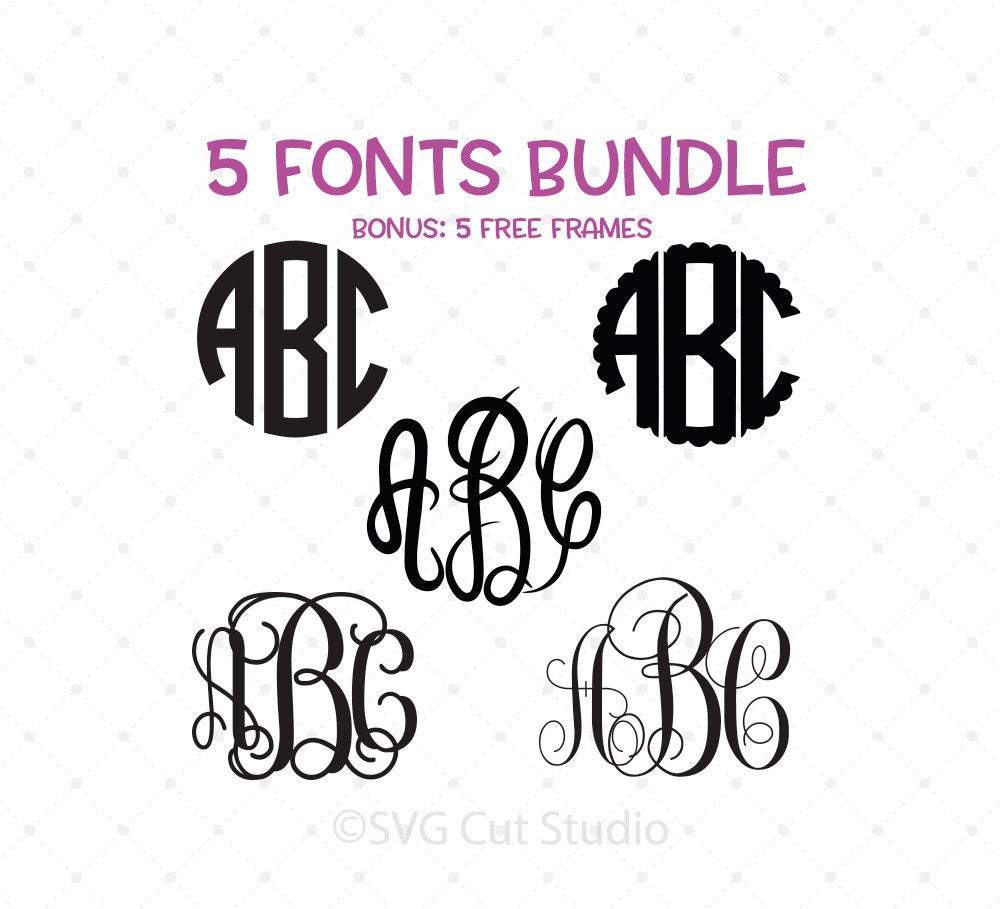 Download Monogram Font Bundle Svg Png Dxf Cut Files For Cricut And Silhouette